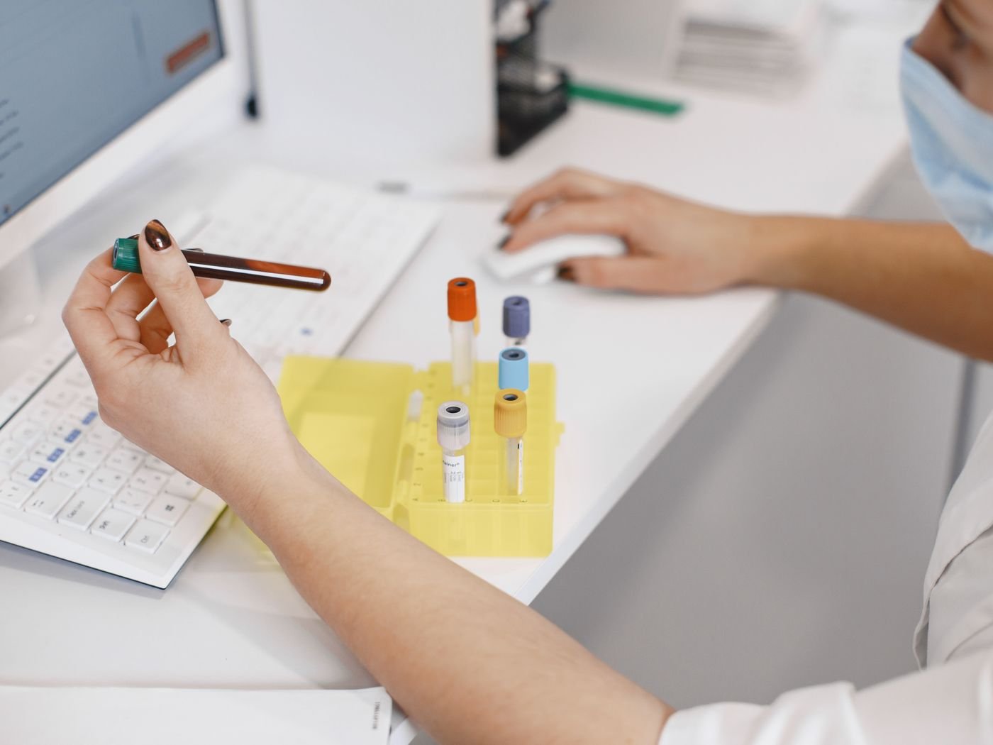 Laboratory technician preparing samples for processing